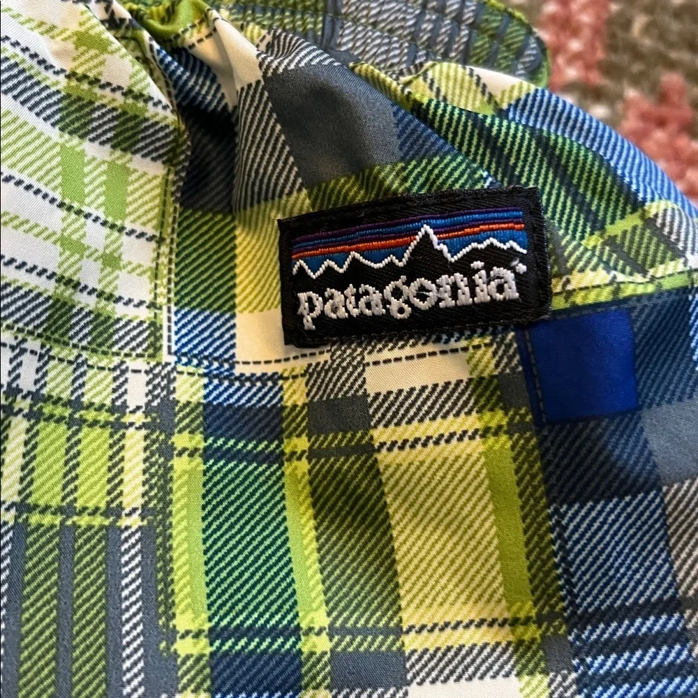 Patagonia Blue Plaid Reversible Nano Puff Snow Pants Size 6 month - Picture 3 of 8